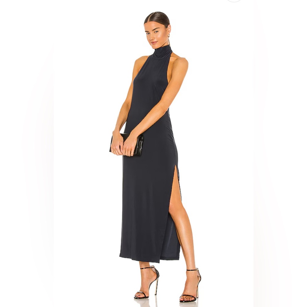 REVOLVE Black High-Neck Maxi Dress with Side Slit